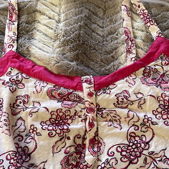 EUC Hot Pink & White Butterfly Tank Top with Drawstring Waist, Size 3x - Picture 2 of 5